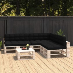 vidaXL Cojines para sofás de palets 7 unidades negro