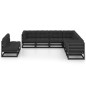 vidaXL Set de muebles de jardín 9 pzas con cojines madera pino negro vidaXL Set de muebles de jardín 9 pzas con cojines madera pino negro