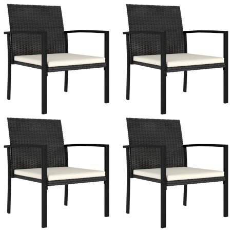vidaXL Sillas de comedor de jardín 4 unidades ratán sintético negro