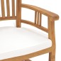 vidaXL Sillas de jardín 2 uds madera de teca con cojines blanco crema