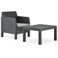 vidaXL Set de muebles jardín 2 piezas con cojín PP ratán gris antracita vidaXL Set de muebles jardín 2 piezas con cojín PP ratán gris antracita