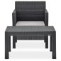 vidaXL Set de muebles jardín 2 piezas con cojín PP ratán gris antracita vidaXL Set de muebles jardín 2 piezas con cojín PP ratán gris antracita