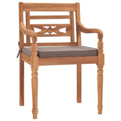 vidaXL Sillas Batavia 2 uds madera maciza teca con cojines gris oscuro	