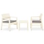vidaXL Set de muebles de jardín 3 piezas con cojines plástico blanco vidaXL Set de muebles de jardín 3 piezas con cojines plástico blanco
