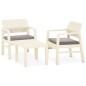 vidaXL Set de muebles de jardín 3 piezas con cojines plástico blanco vidaXL Set de muebles de jardín 3 piezas con cojines plástico blanco