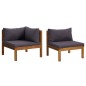 vidaXL Juego de sofás 2 pzas con cojines gris oscuro madera de acacia vidaXL Juego de sofás 2 pzas con cojines gris oscuro madera de acacia
