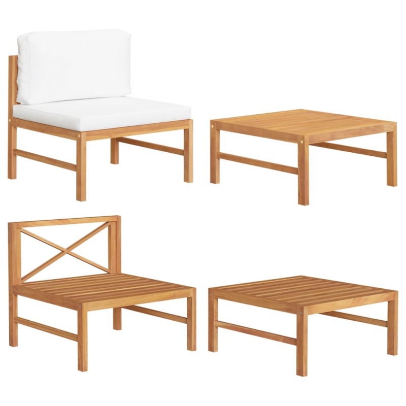 vidaXL Set de muebles de jardín 2 pzas madera de teca y cojines crema