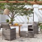 vidaXL Conjunto de silla de jardín y taburete 4 piezas ratán PE gris vidaXL Conjunto de silla de jardín y taburete 4 piezas ratán PE gris