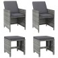 vidaXL Conjunto de silla de jardín y taburete 4 piezas ratán PE gris vidaXL Conjunto de silla de jardín y taburete 4 piezas ratán PE gris