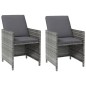 vidaXL Conjunto de silla de jardín y taburete 4 piezas ratán PE gris vidaXL Conjunto de silla de jardín y taburete 4 piezas ratán PE gris