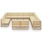 vidaXL Set de muebles de jardín 13 pzs cojines madera pino marrón miel vidaXL Set de muebles de jardín 13 pzs cojines madera pino marrón miel