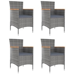 vidaXL Sillas de comedor de jardín 4 unidades ratán sintético gris