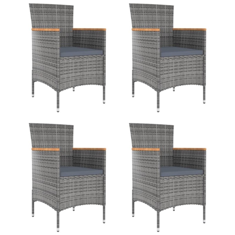 vidaXL Sillas de comedor de jardín 4 unidades ratán sintético gris vidaXL Sillas de comedor de jardín 4 unidades ratán sintético gris