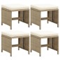 vidaXL Taburetes de jardín 4 unidades y cojines ratán sintético beige vidaXL Taburetes de jardín 4 unidades y cojines ratán sintético beige