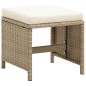 vidaXL Taburetes de jardín 4 unidades y cojines ratán sintético beige vidaXL Taburetes de jardín 4 unidades y cojines ratán sintético beige
