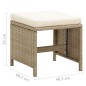 vidaXL Taburetes de jardín 4 unidades y cojines ratán sintético beige vidaXL Taburetes de jardín 4 unidades y cojines ratán sintético beige