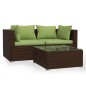 vidaXL Set muebles de jardín 3 piezas y cojines ratán sintético marrón vidaXL Set muebles de jardín 3 piezas y cojines ratán sintético marrón