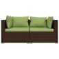 vidaXL Set muebles de jardín 3 piezas y cojines ratán sintético marrón vidaXL Set muebles de jardín 3 piezas y cojines ratán sintético marrón