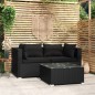vidaXL Set de muebles de jardín 3 pzas y cojines ratán sintético negro vidaXL Set de muebles de jardín 3 pzas y cojines ratán sintético negro