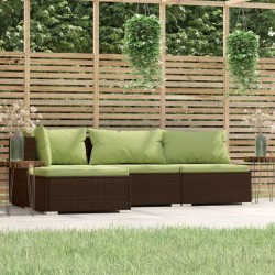 vidaXL Set muebles de jardín 4 piezas y cojines ratán sintético marrón