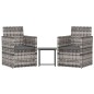 vidaXL Muebles de jardín con cojines 3 piezas ratán sintético gris vidaXL Muebles de jardín con cojines 3 piezas ratán sintético gris
