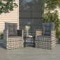 vidaXL Muebles de jardín con cojines 3 piezas ratán sintético gris