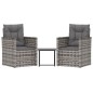 vidaXL Muebles de jardín con cojines 3 piezas ratán sintético gris