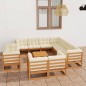 vidaXL Set de muebles de jardín 12 pzs cojines madera pino marrón miel vidaXL Set de muebles de jardín 12 pzs cojines madera pino marrón miel