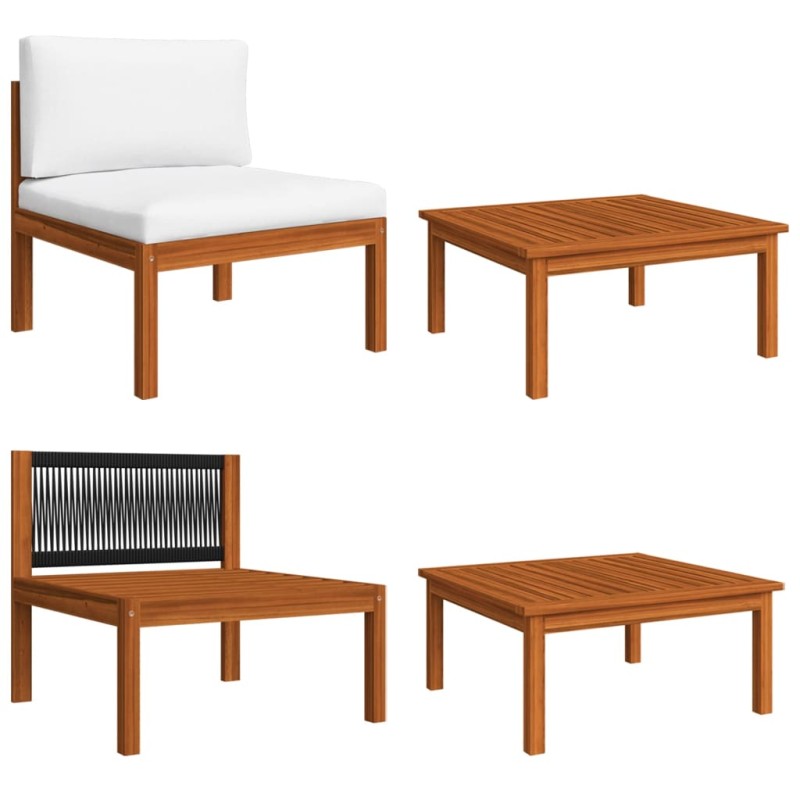 vidaXL Muebles de jardín 2 piezas con cojines madera maciza de acacia vidaXL Muebles de jardín 2 piezas con cojines madera maciza de acacia