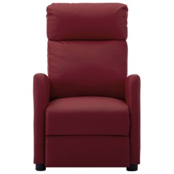 vidaXL Sillón de masaje de cuero sintético rojo tinto
