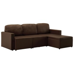 vidaXL Sofá cama modular de 3 plazas cuero sintético marrón