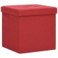 vidaXL Taburete con almacenaje plegable lino sintético rojo vino tinto vidaXL Taburete con almacenaje plegable lino sintético rojo vino tinto