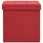 vidaXL Taburete con almacenaje plegable lino sintético rojo vino tinto vidaXL Taburete con almacenaje plegable lino sintético rojo vino tinto