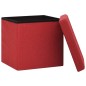 vidaXL Taburete con almacenaje plegable lino sintético rojo vino tinto vidaXL Taburete con almacenaje plegable lino sintético rojo vino tinto