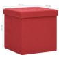 vidaXL Taburete con almacenaje plegable lino sintético rojo vino tinto vidaXL Taburete con almacenaje plegable lino sintético rojo vino tinto