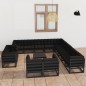 vidaXL Set de muebles de jardín 14 pzas con cojines madera pino negro