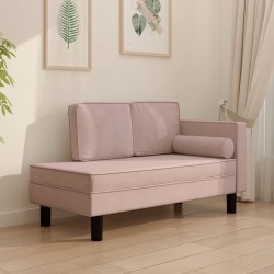 vidaXL Sofá diván con cojines y cojín de cabeza terciopelo rosa