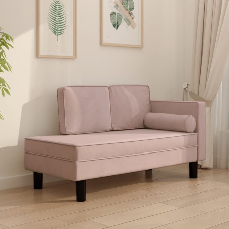 vidaXL Sofá diván con cojines y cojín de cabeza terciopelo rosa