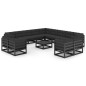 vidaXL Set de muebles de jardín 14 pzas con cojines madera pino negro
