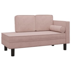 vidaXL Sofá diván con cojines y cojín de cabeza terciopelo rosa