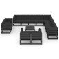 vidaXL Set de muebles de jardín 14 pzas con cojines madera pino negro