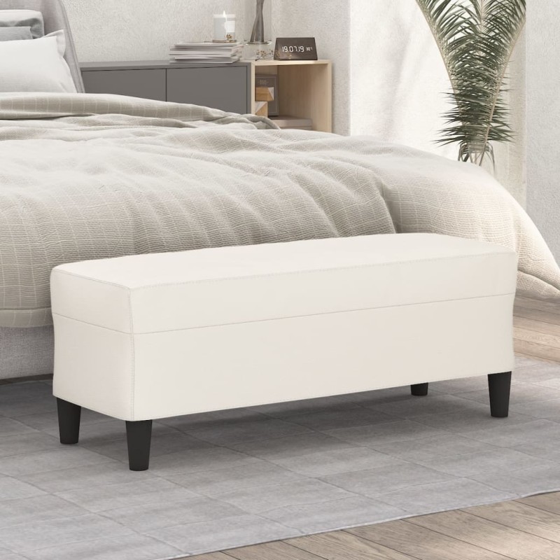 vidaXL Banco de cuero sintético color crema 100x35x41 cm vidaXL Banco de cuero sintético color crema 100x35x41 cm