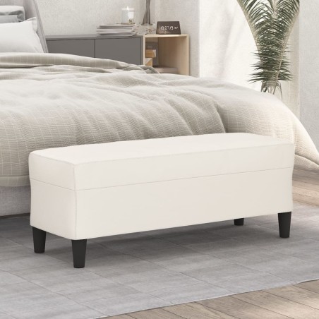 vidaXL Banco de cuero sintético color crema 100x35x41 cm