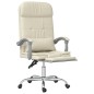 vidaXL Silla de oficina reclinable masaje cuero sintético color crema vidaXL Silla de oficina reclinable masaje cuero sintético color crema