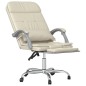 vidaXL Silla de oficina reclinable masaje cuero sintético color crema vidaXL Silla de oficina reclinable masaje cuero sintético color crema