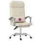 vidaXL Silla de oficina reclinable masaje cuero sintético color crema vidaXL Silla de oficina reclinable masaje cuero sintético color crema