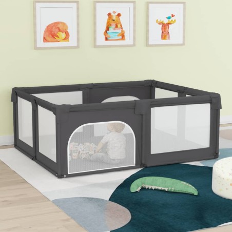 vidaXL Parque para bebés con 2 puertas tela Oxford gris oscuro