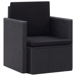 vidaXL Sillón de jardín con cojines ratán sintético negro