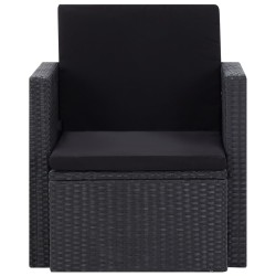 vidaXL Sillón de jardín con cojines ratán sintético negro