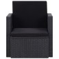 vidaXL Sillón de jardín con cojines ratán sintético negro vidaXL Sillón de jardín con cojines ratán sintético negro